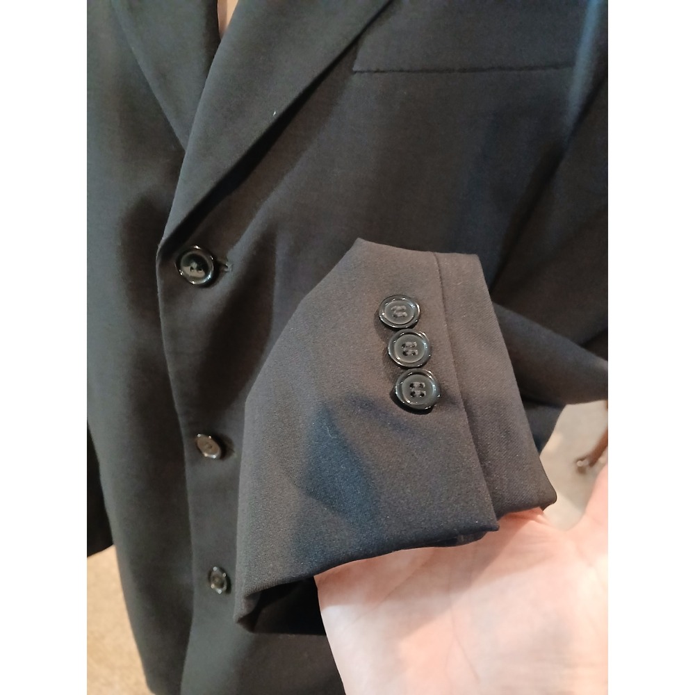 Made in Italy Black 100% Wool 3-Button Longline Blazer Jacket Size 40/33 - Picture 4 of 12